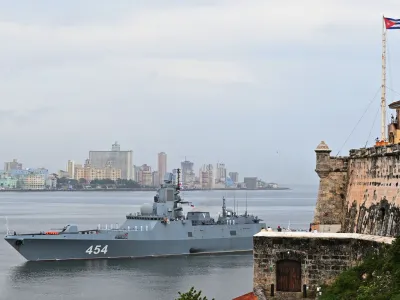 Russian frigate Admiral Gorshkov enters Havana's bay, Cuba, June 12, 2024. REUTERS/Stringer