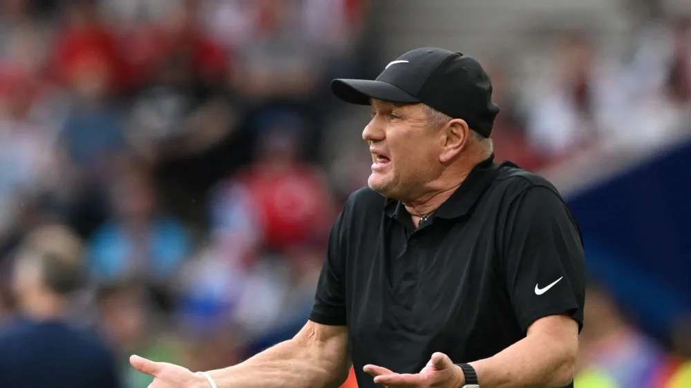 Soccer Football - Euro 2024 - Group C - Slovenia v Denmark - Stuttgart Arena, Stuttgart, Germany - June 16, 2024 Slovenia coach Matjaz Kek reacts REUTERS/Angelika Warmuth