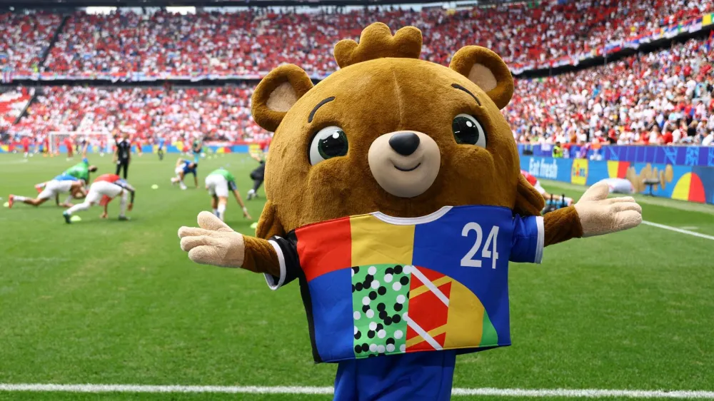 Soccer Football - Euro 2024 - Group C - Slovenia v Serbia - Munich Football Arena, Munich, Germany - June 20, 2024 Euro 2024 mascot Albart is seen inside the stadium before the match REUTERS/Leonhard Simon