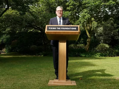 British Prime Minister Keir Starmer speaks during a press conference in the Rose Garden at 10 Downing Street, London, Britain. Picture date: Tuesday August 27, 2024. Stefan Rousseau/Pool via REUTERS