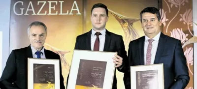 Lanski nominiranci za regijsko gazelo: KGL, direktor Bojan Železnik (levo), GKN Driveline Slovenija, direktor Peter Smole (na sredini), in Veterinarska postaja Š marje pri Jelšah, direktor Tomi Rumpf (desno) (Foto: Bojan Velikonja)