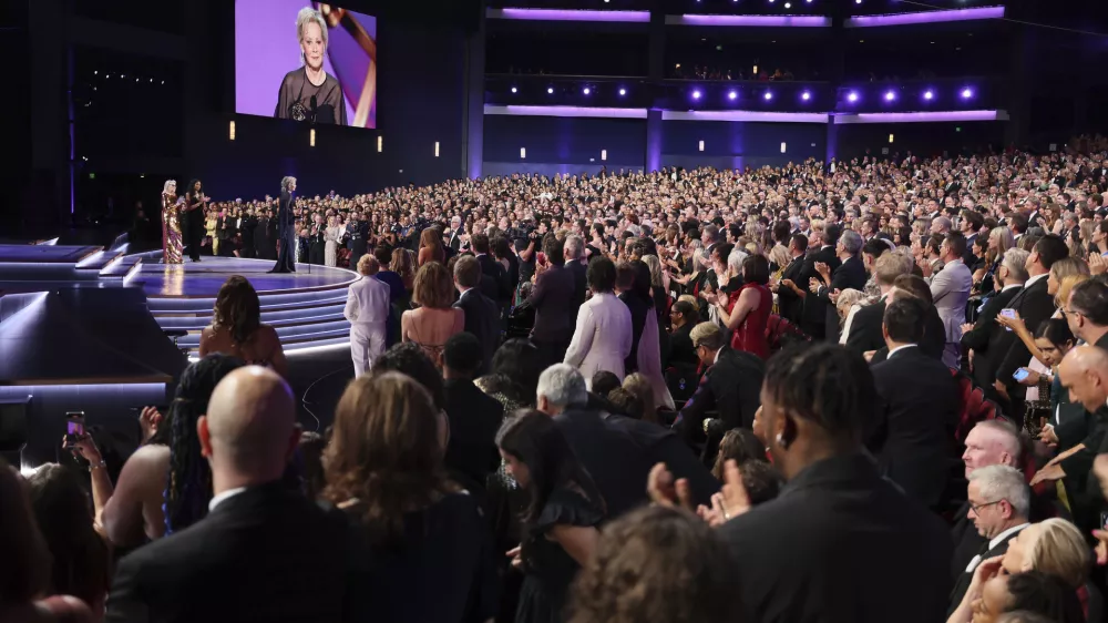IMAGE DISTRIBUTED FOR THE TELEVISION ACADEMY – Audience at the 76th Emmy Awards on Sunday, Sept. 15, 2024 at the Peacock Theater in Los Angeles. (Photo by Danny Moloshok/Invision for the Television Academy/AP Content Services)