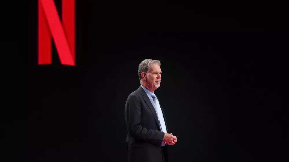 ﻿25 November 2019, South Korea, Busan: Netflix CEO Reed Hastings, speaks during the 2019 Culture Innovation Summit at the BEXCO convention center, as part of the ASEAN-Republic of Korea Commemorative Summit. Photo: -/YNA/dpa