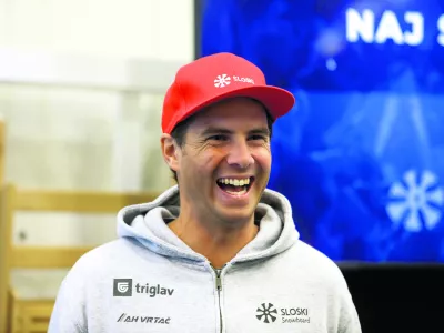 Žan Ko&scaron;ir- 05.10.2023 - Smučarska zveza Slovenije (SZS) - uradna predstavitev smučarskih reprezentanc pred zimsko sezono 2023/24. //FOTO: Luka Cjuha