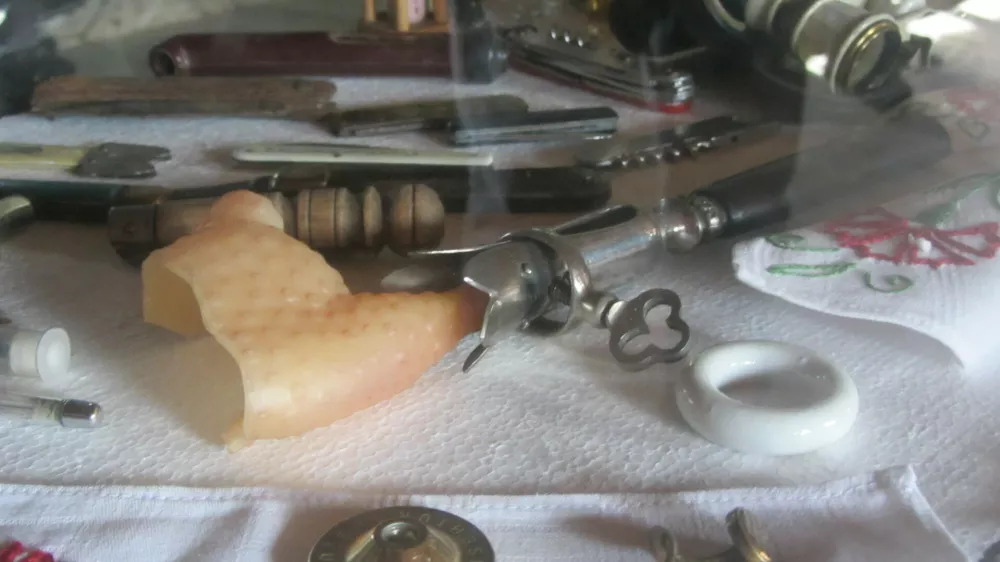 V muzeju na kmetiji Brinovc si lahko ogledate tudi držalo za piščančjo nogo. Foto: Renata Picej