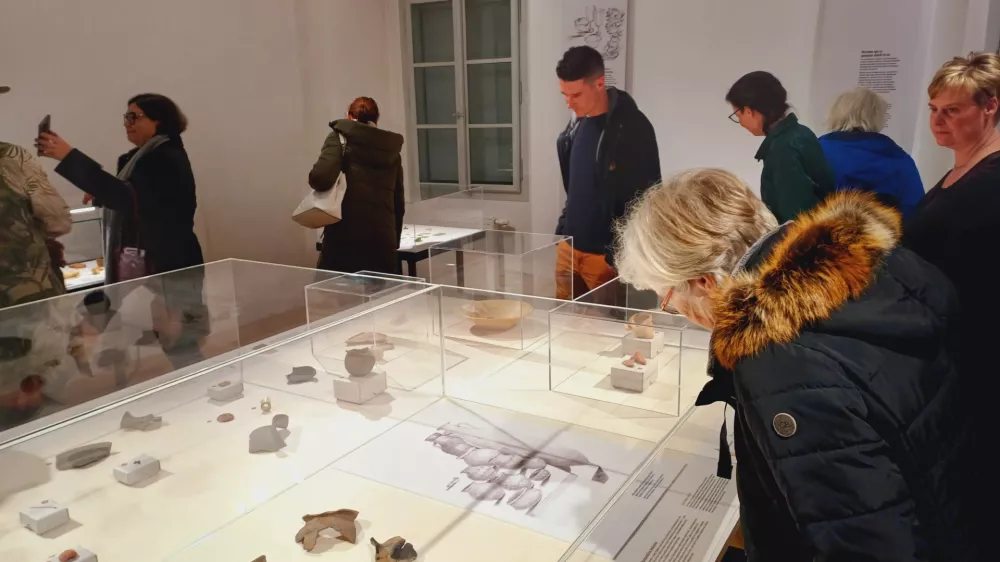 V prvem prostoru so izpostavljeni izbrani predmeti, v preostalih so najdbe predstavljene po lokacijah izkopavanj. Foto;&nbsp;Tina Jereb