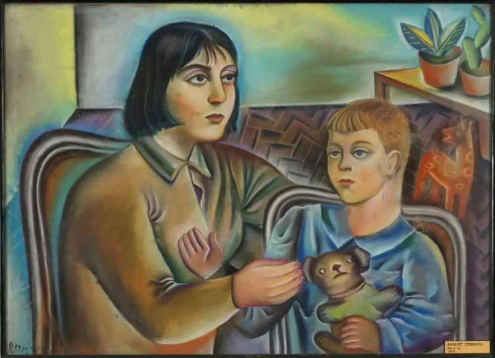 Avgust Černigoj, Mati in sin (družina Hlavaty), 1933, zbirka GBJ. Foto: arhiv galerije