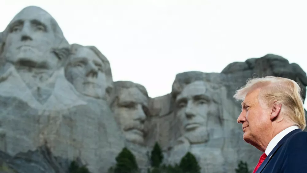 US President Donald Trump arrives for the Independence Day events at Mount Rushmore National Memorial in Keystone, South Dakota, July 3, 2020.,Image: 539486682, License: Rights-managed, Restrictions:, Model Release: no