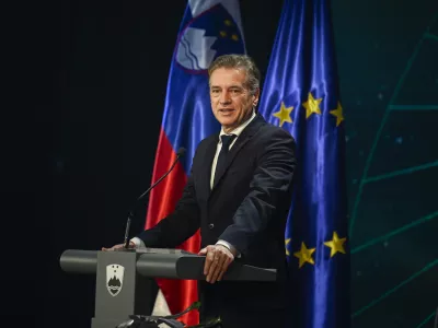 Robert Golob10.01.2025 Slovesnost v organizaciji ministrstva za gospodarstvo, turizem in šport ob vstopu Slovenije v polnopravno članstvo Evropske vesoljske agencije (ESA), Center Noordung, VitanjeFOTO: Nik Erik Neubauer