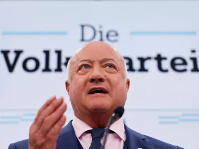 New head of People's Party Christian Stocker addresses media in Vienna, Austria, January 8, 2025 REUTERS/Lisa Leutner