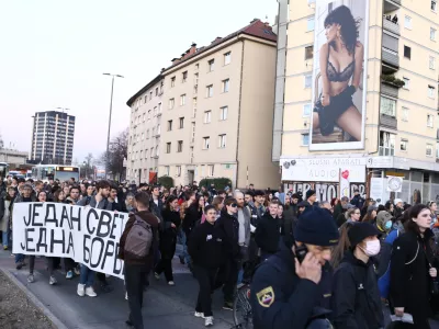 Protestni shod v podporo protestom v Srbiji. Foto: Luka Cjuha