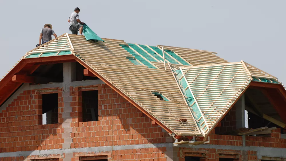 Gradnja Crna vas, Barje, delavci, hiša, streha