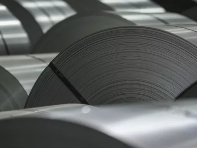 Coils of steel are seen at the ArcelorMittal Dofasco Steel Plant in Hamilton, Ontario, Friday, Feb. 14, 2025. (Chris Young/The Canadian Press via AP)