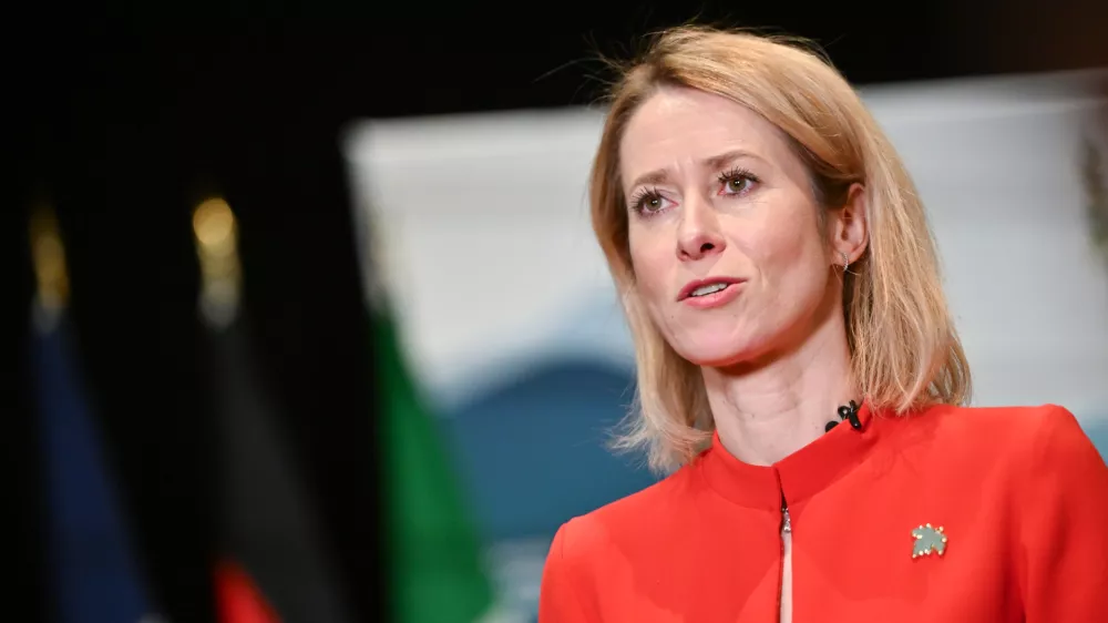 13 March 2025, Canada, Charlevoix: Kaja Kallas, High Representative of the European Commission for Foreign Affairs and Security Policy, gives an interview during the G7 Foreign Ministers' Meeting. Photo: Sebastian Christoph Gollnow/dpa