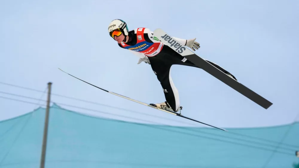 Ski Jumping - FIS Ski Jumping World Cup - Vikersund, Norway - March 15, 2025 Slovenia's Domen Prevc in action during the men's Individual HS240 Terje Bendiksby/NTB via REUTERS ATTENTION EDITORS - THIS IMAGE WAS PROVIDED BY A THIRD PARTY. NORWAY OUT. NO COMMERCIAL OR EDITORIAL SALES IN NORWAY.
