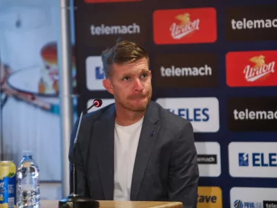 trener NK Domžale Simon Rožman- 21.07.2023 - Nogometna zveza Slovenije – novinarska konferenca NZS pred 33. sezono Prva liga Telemacha, na kateri je pričakovanja in cilje predstavilo vseh deset prvoligaških trenerjev; - nogometni trenerji - //FOTO: Bojan Velikonja