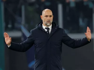 FILE PHOTO: Soccer Football - Coppa Italia - Semi Final - Second Leg - Lazio v Juventus - Stadio Olimpico, Rome, Italy - April 23, 2024 Lazio coach Igor Tudor reacts REUTERS/Ciro De Luca/File Photo