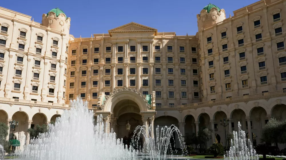 A general view of the Ritz-Carlton hotel, where talks between Russia and U.S. are being held aimed at ending the conflict between Russia and Ukraine, in Riyadh, Saudi Arabia, March 24, 2025. REUTERS/Mohammed Benmansour