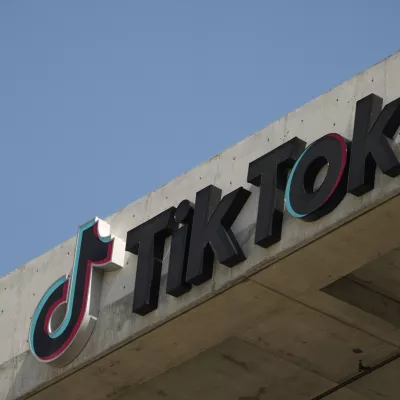 FILE - The TikTok logo is seen on their building in Culver City, Calif., March 11, 2024. (AP Photo/Damian Dovarganes, File)