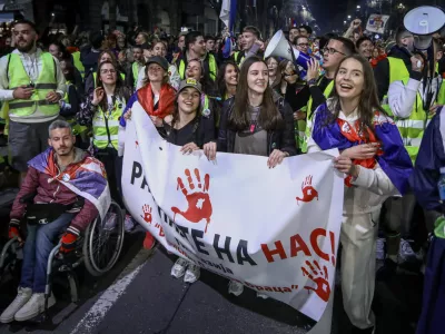 15.3.2025 - Beograd - Srbija - študentski protest - največji shod v zgodovini SrbijeFoto: Luka Cjuha