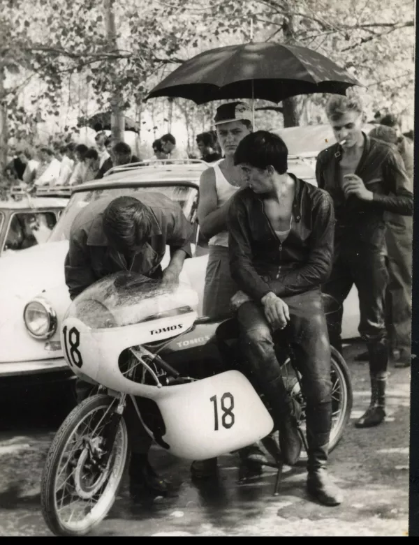 Janko Štefe na tomosu D7 na dirki v Novi Gorici leta 1967 Foto: arhiv Janka Štefeta