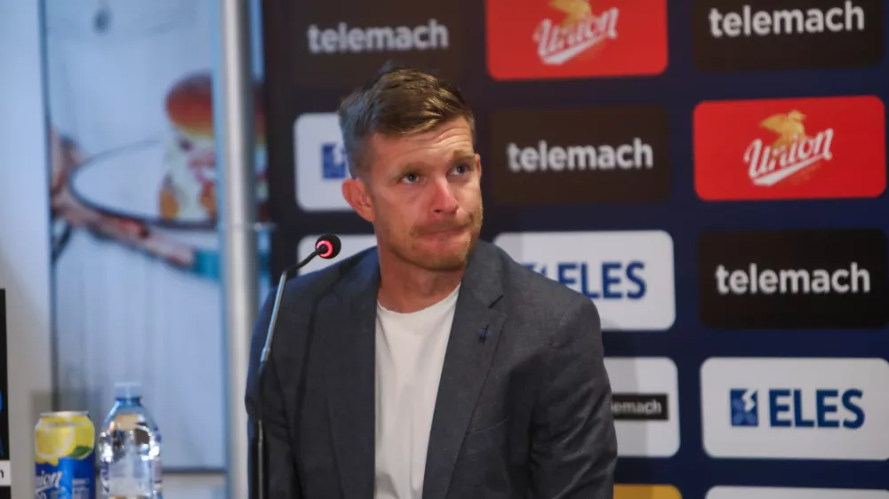 trener NK Domžale Simon Rožman- 21.07.2023 - Nogometna zveza Slovenije – novinarska konferenca NZS pred 33. sezono Prva liga Telemacha, na kateri je pričakovanja in cilje predstavilo vseh deset prvoligaških trenerjev; - nogometni trenerji - //FOTO: Bojan Velikonja