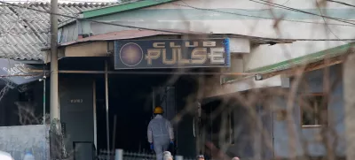 A view outside a night club, following a fire resulting in casualties, in the town of Kocani, North Macedonia, March 16, 2025. REUTERS/Ognen Teofilovski   TPX IMAGES OF THE DAY