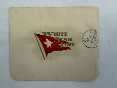 This undated handout picture provided by the auctioneers Henry Aldridge & Son, England, shows a lettercard, penned by one of the Titanic's most well-known survivors from onboard the ship days before it sank, which has sold for 300,000 pounds (9,000) at auction. (Henry Aldridge & Son via AP)