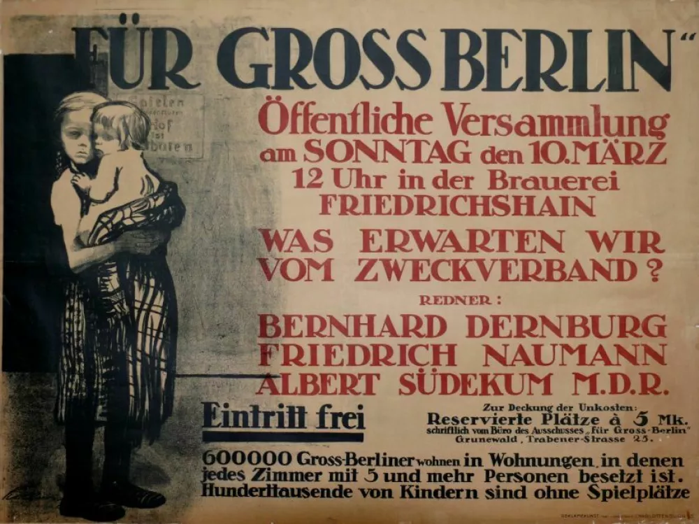 svetlolasa deklica s prevelikimi copati, ki je v naročju držala žalostnega otročka v beli srajčici, najbrž sestrico, zavito v debelo deko, ki je z lički pritiskala na njen obraz. Za njima na stopnišču črna stanovanjska vrata in napis, ki je v začetku 20. stoletja kraljeval na malodane vseh berlinskih stopniščih. V hišah in okoli njih je bilo igranje otrok prepovedano. 