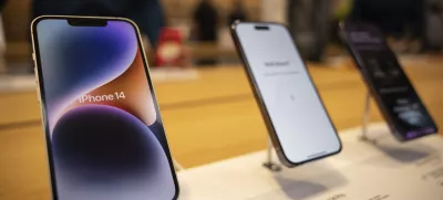 FILE - The iPhone 14, iPhone 14 Pro and iPhone 14 Pro Max are displayed at the Apple Fifth Avenue store, Friday, Sept. 16, 2022, in New York. (AP Photo/Yuki Iwamura, File)
