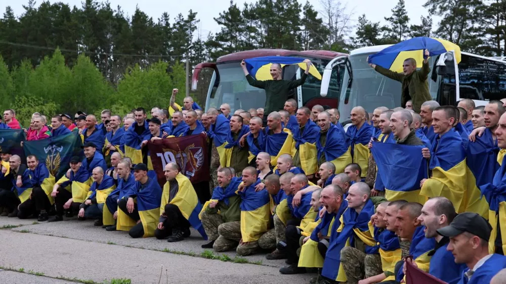 Ukrainian prisoners of war (POWs) are seen after a swap, amid Russia's attack on Ukraine, at an unknown location in Ukraine, in this handout picture released May 6, 2025. Ukraine's President Volodymyr Zelenskiy Via Telegram/via REUTERS THIS IMAGE HAS BEEN SUPPLIED BY A THIRD PARTY.