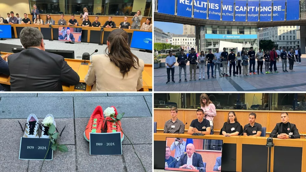 Študenti ultramaratonci so op zaključenem 2000 kilometrov dolgem teku obiskali evroposlance in jih obveščali o dogajanju v Srbiji. Foto: X