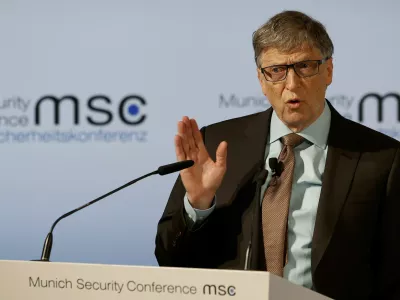 ﻿Microsoft founder Bill Gates delivers his speech during the 53rd Munich Security Conference in Munich, Germany, February 18, 2017.  REUTERS/Michaela Rehle