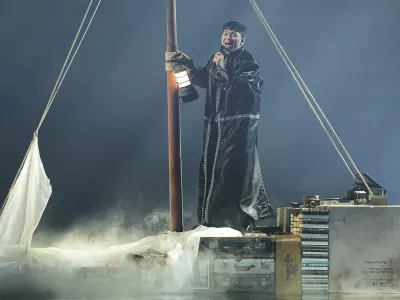 JJ from Austria performs the song "Wasted Love" during the Grand Final of the 69th Eurovision Song Contest, in Basel, Switzerland, Saturday, May 17, 2025. (AP Photo/Martin Meissner)