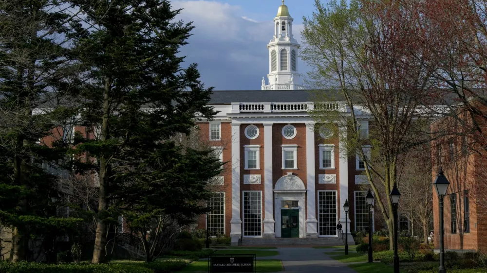 FILE PHOTO: A view of the Business School campus of Harvard University in Cambridge, Massachusetts, U.S., April 15, 2025.  REUTERS/Faith Ninivaggi/File Photo