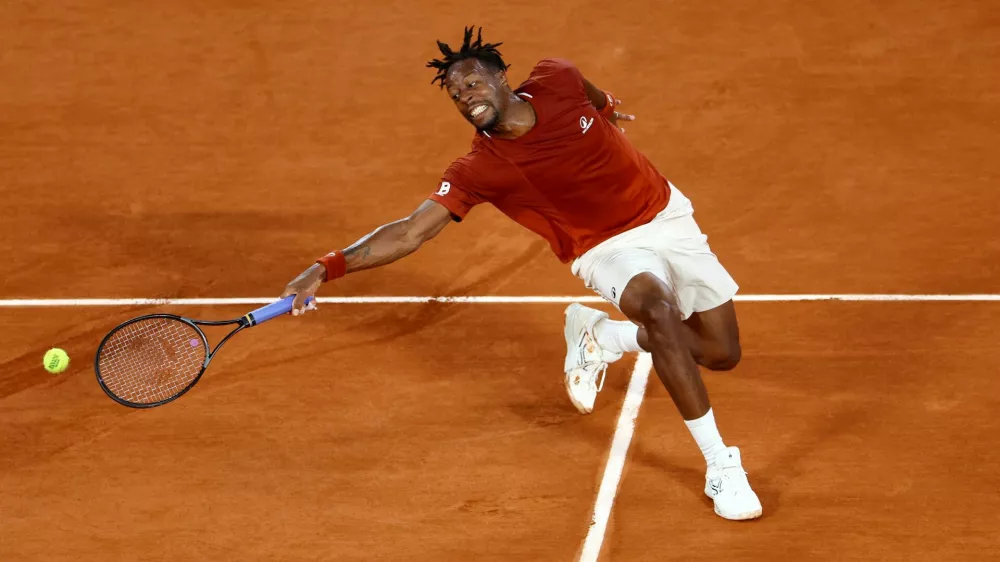Tennis - French Open - Roland Garros, Paris, France - May 27, 2025 France's Gael Monfils in action during his first round match against Bolivia's Hugo Dellien REUTERS/Lisi Niesner