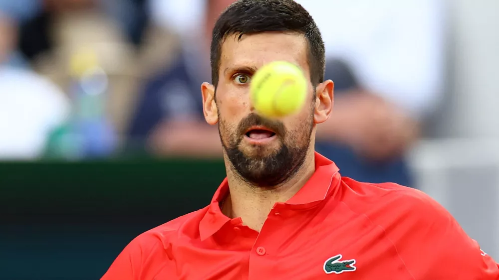 Tennis - French Open - Roland Garros, Paris, France - May 29, 2025 Serbia's Novak Djokovic in action during his second round match against France's Corentin Moutet REUTERS/Lisi Niesner