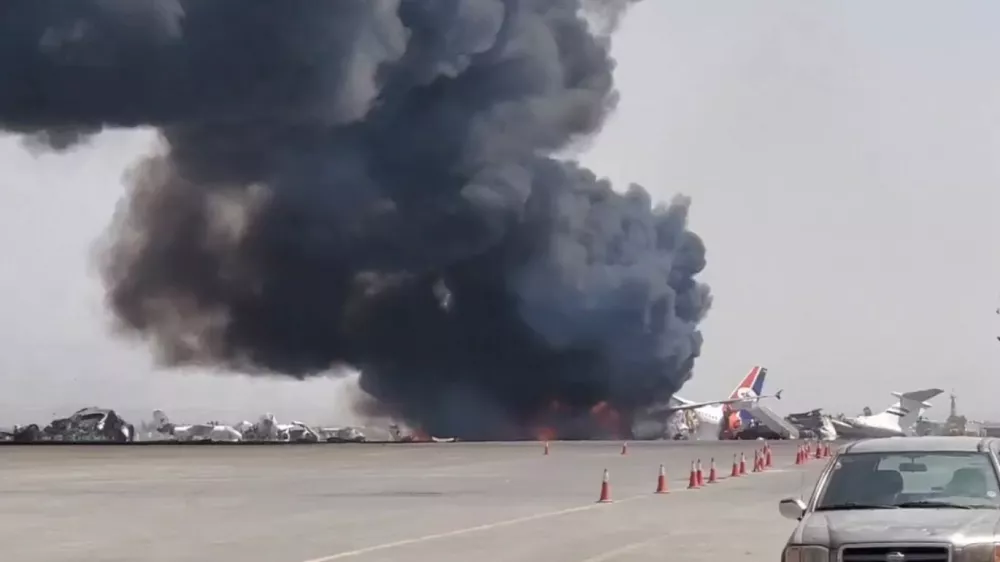 Jemen letališče Sana Foto: Zajem zaslona/X