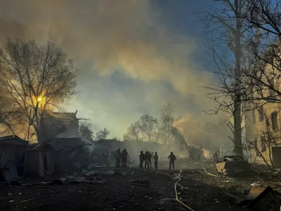 FILE PHOTO: Rescuers work at the site of a Russian missile strike, amid Russia's attack on Ukraine, in Kharkiv, Ukraine March 7, 2025. REUTERS/Vitalii Hnidyi/File Photo