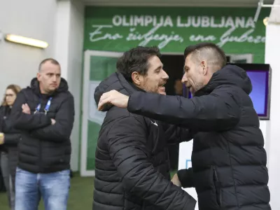 Victor Sanchez in Boštjan Cesar 10.11.2024 - nogomet tekma Olimpija - Maribor - stadion Stožice   FOTO: LUKA CJUHA
