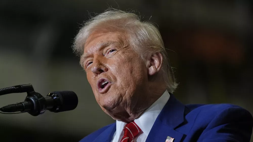 FILE - President Donald Trump speaks at U.S. Steel Corporation's Mon Valley Works-Irvin plant, Friday, May 30, 2025, in West Mifflin, Pa. (AP Photo/Julia Demaree Nikhinson, File)