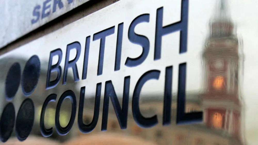 FILE PHOTO: The plaque of the British Council is seen outside its office in St Petersburg January 16, 2008. REUTERS/Alexander Demianchuk/File Photo