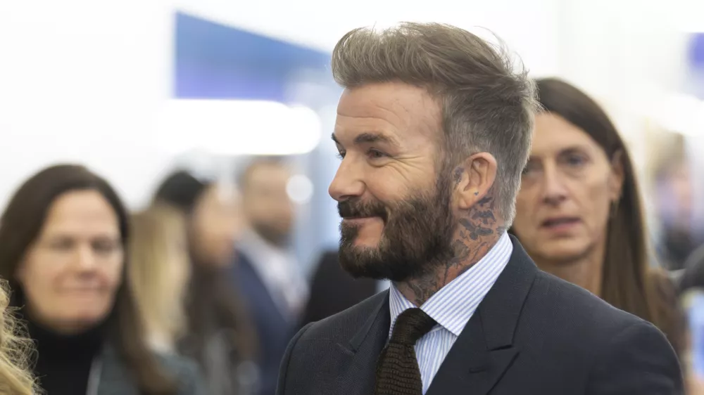 FILED - 21 January 2025, Switzerland, Davos: English former footballer David Beckham attends a session during the World Economic Forum Annual Meeting. Photo: Chris Heeney/World Economic Forum/dpa - ATTENTION: editorial use only and only if the credit mentioned above is referenced in full