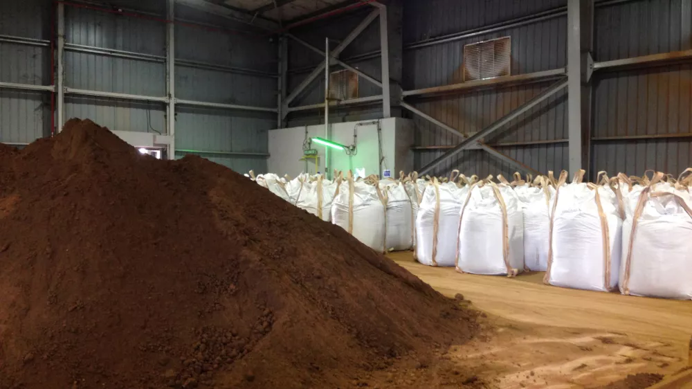 FILE PHOTO: Rare earths dug up and processed into concentrate at Mount Weld in Western Australia, are pictured after being shipped to the Lynas plant in Gebeng, Malaysia, July 3, 2014. REUTERS/Sonali Paul/File Photo