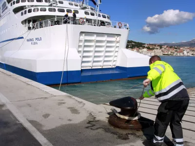 25.03.2014., Sportski centar Gripe, trajektna luka, Split - Odrzana vjezba spasavanja trajekta Marco Polo od eksplozivnih naprava. Photo: Tino Juric/PIXSELL