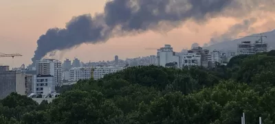 Smoke rises from the building of Iran's state-run television after an Israeli strike in Tehran, Iran, Monday, June 16, 2025. (AP Photo)