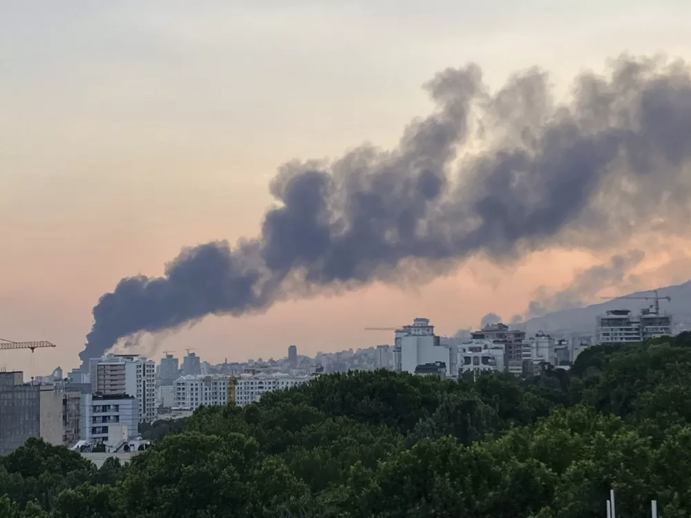 Smoke rises from the building of Iran's state-run television after an Israeli strike in Tehran, Iran, Monday, June 16, 2025. (AP Photo)
