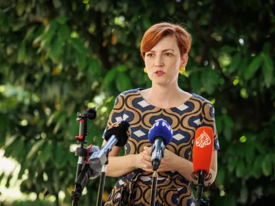 Ljubljana.Izjava ministrice za kulturo Aste Vrecko glede predloga novele zakona o uresnicevanju javnega interesa za kulturo.