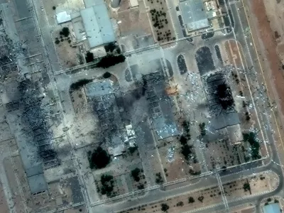 Satellite image shows a close up view of destroyed buildings at Isfahan Nuclear Technology Center, after it was hit by U.S. airstrikes, in Isfahan, Iran, June 22, 2025. Maxar Technologies/Handout via REUTERS  THIS IMAGE HAS BEEN SUPPLIED BY A THIRD PARTY. NO RESALES. NO ARCHIVES. MANDATORY CREDIT. MUST NOT OBSCURE LOGO.