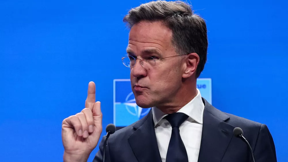 NATO Secretary General Mark Rutte holds a press conference ahead of a NATO summit, in The Hague, Netherlands June 23, 2025. REUTERS/Yves Herman